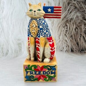 Vintage Jim Shore Heartwood Creek With Liberty and Justice For All Cat Figurine
